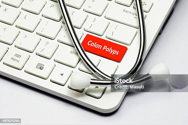 Keyboard Colon Polyps Text And Stethoscope Stock Photo - Download Image Now - 2015, Amoebic Colitis, Anatomy