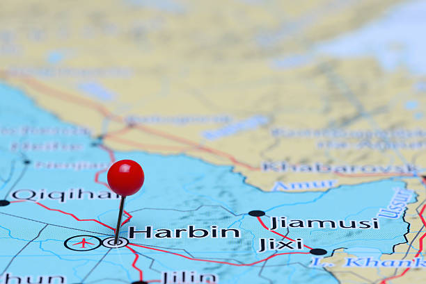 istock Harbin pinned on a map of Asia 487677280