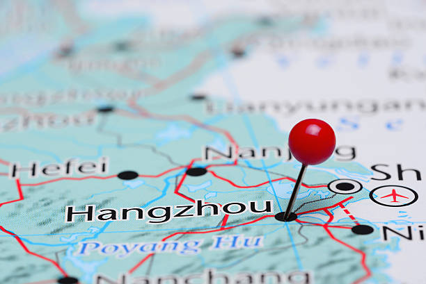 istock Hangzhou pinned on a map of Asia 487677290