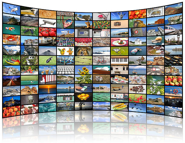 Video wall of TV screen A variety of images as a big video wall of the TV screen projection screen photos stock pictures, royalty-free photos & images