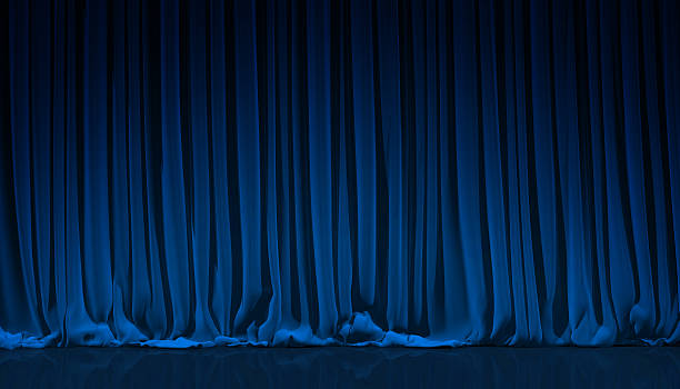 blu sipario di teatro. - curtain foto e immagini stock