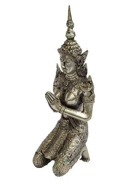Isolation angel Silver carving model art in thailand