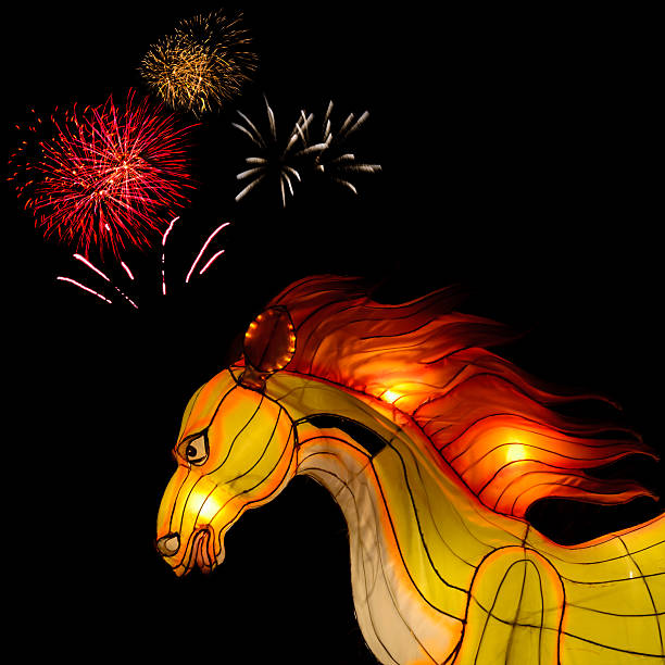 Horse lantern with firework at  lantern festival, Thailand
