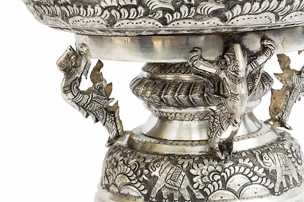 isolation Silver carving model art in thailand
