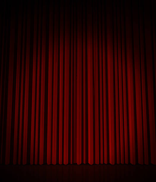 istock Red curtain in theater. 487686088