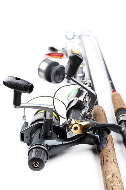 istock fishing tackles - rod, reel, line and lures 487686648