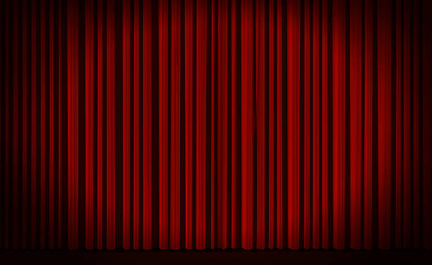 istock Red curtain in theater. 487688914