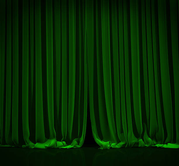 istock Green curtain in theater. 487689246