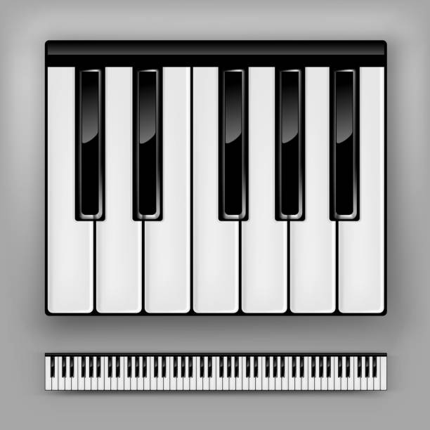 Piano Keyboard Vector piano keyboard. One octave or full 88 keys. electric organ stock illustrations
