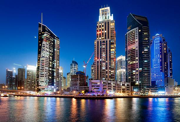 istock Dubai Marina skyline at night 487689544