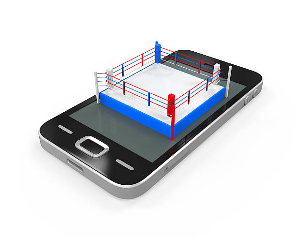 ボクシングリングの携帯電話 - boxing boxing ring rope three dimensional shape ストックフォトと画像