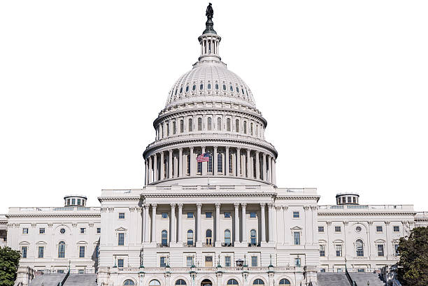 united states capitol gebäude, isoliert auf weiss - washington dc fotos stock-fotos und bilder