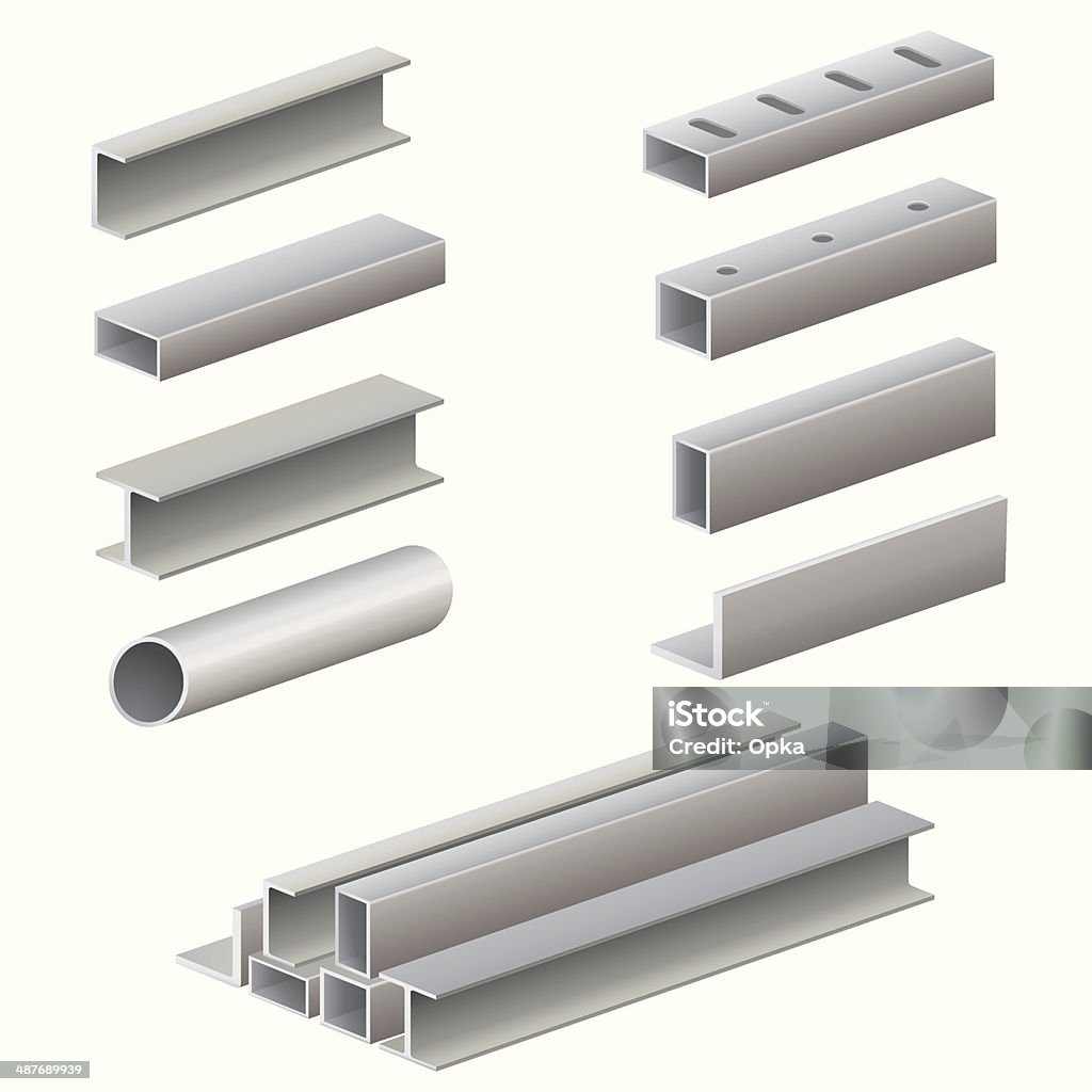Perfil y tubos de Metal - arte vectorial de Viga - Estructura de construcción libre de derechos