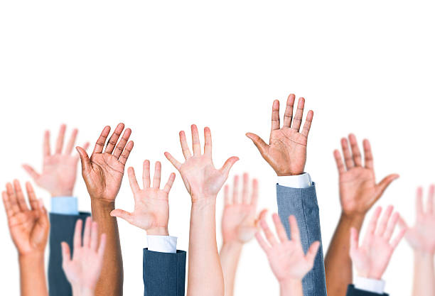 istock Group Of Multi-Ethnic People's Arms Outstretched 487690131