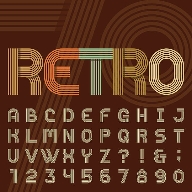 Retro style stripe alphabet vector font.
