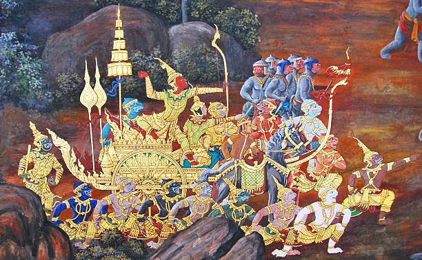 istock Thai Ancient Art at temple  in Thailand 487690299
