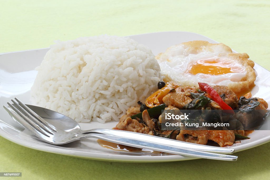 Pollo con arroz curry panang - Foto de stock de Adulación libre de derechos