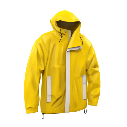 Yellow Rain Coat isolated on white background. 3D render