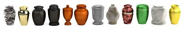 realistic 3d render of urns