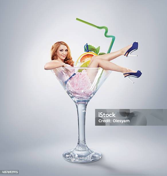 Woman In Martini Glass Stock Image Stock Photo - Download Image Now - Women, Martini Glass, Teenage Girls