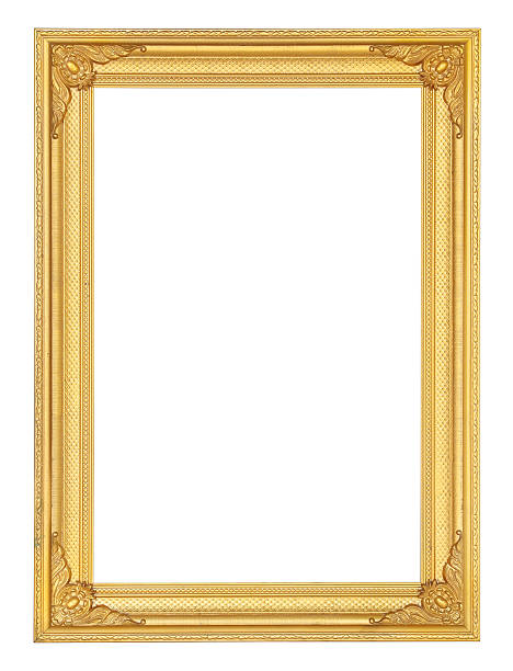 istock golden picture frame isolated on white background 487693121