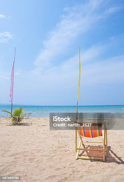 Beach Chairs On The White Sand Beach Stock Photo - Download Image Now - Beach, Blue, Coastline