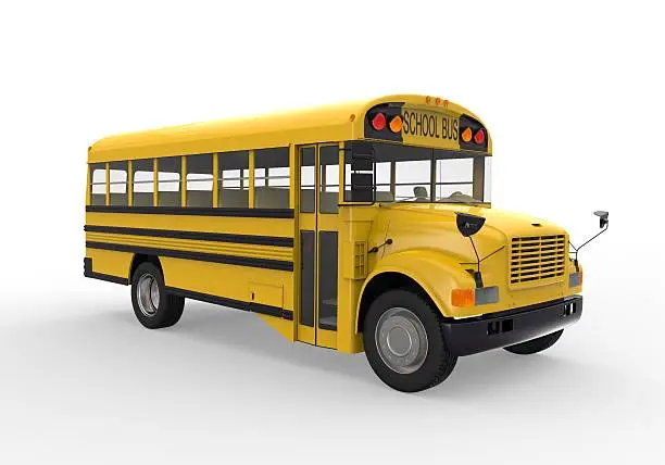 Yellow School Bus isolated on white background. 3D render