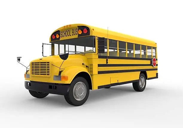 Yellow School Bus isolated on white background. 3D render