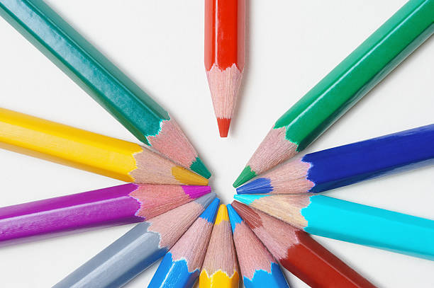istock Group of color pencils on light background 487695489