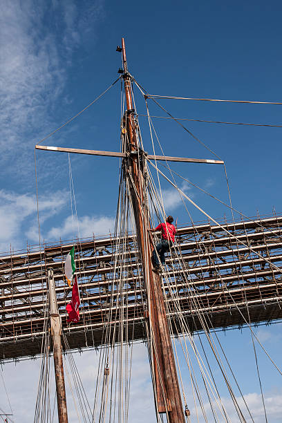 sailor on the rigging tall ship drogheda ireland stock photo