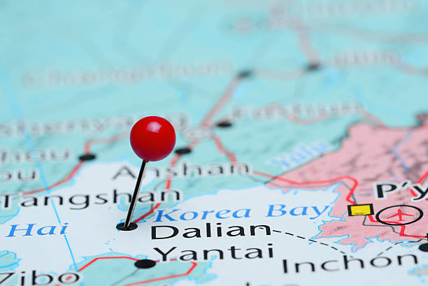 istock Dalian pinned on a map of Asia 487697370