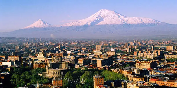 Mountain Ararat and city Yerevan,Armenia.