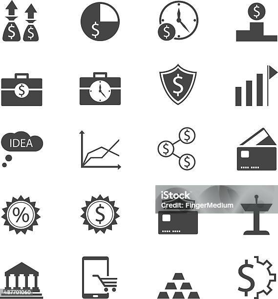 Business And Finance Icon Set Stock Illustration - Download Image Now - 2015, Arranging, Bank - Financial Building