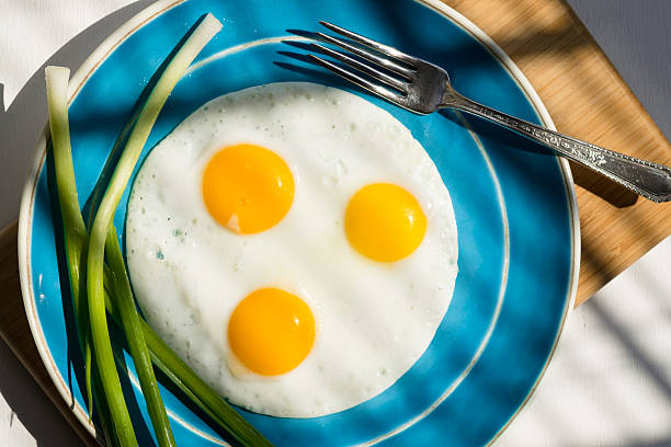 Scrambled Eggs on a Blue Plate