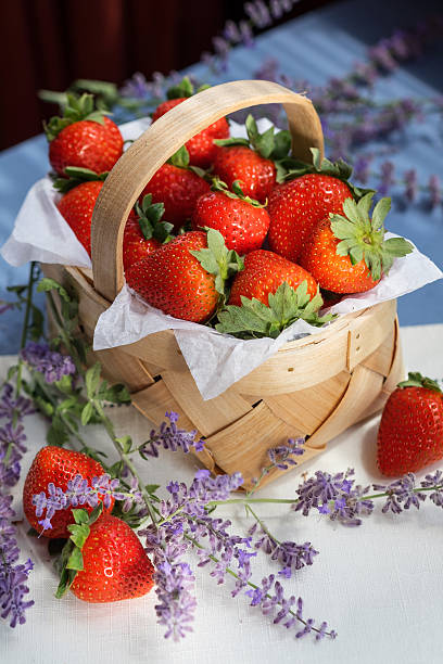 Basket with Strawberries stock photo