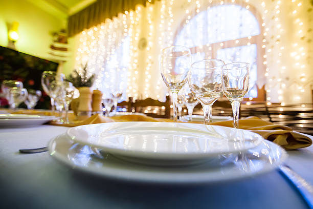 istock Served table in a restaurant at the holiday eve 487706892