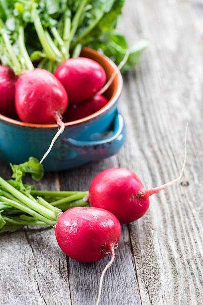 Radishes on a Wooden Table stock photo