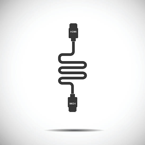 ilustrações, clipart, desenhos animados e ícones de arame cabo hdmi ícone de computador - cable symbol computer cable telephone