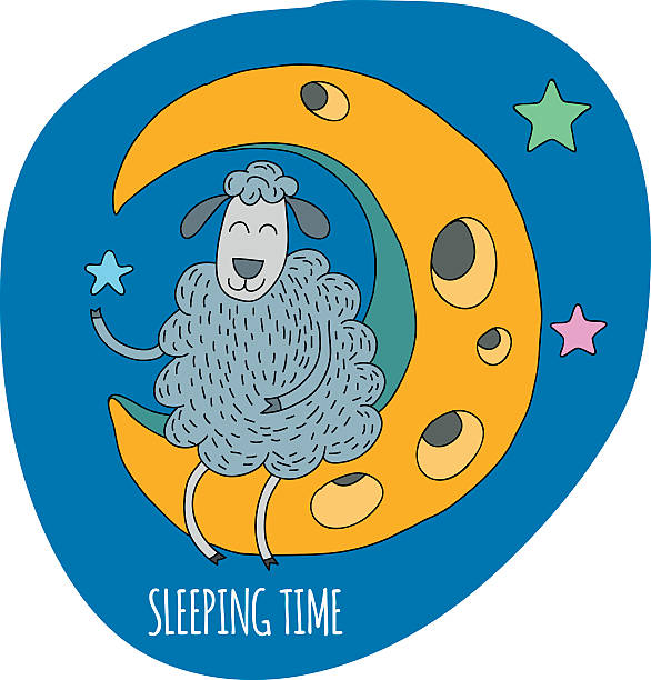 давайте рассчитывать sheeps до того, как вы будете спать - sheeps through time stock illustrations