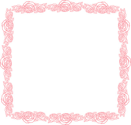 pink vector frame - classic retro pink roses