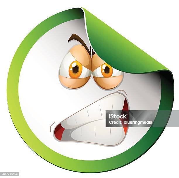 One Stickers Angry Angry Face On Green Sticker Stock Illustration - Download Image Now ...