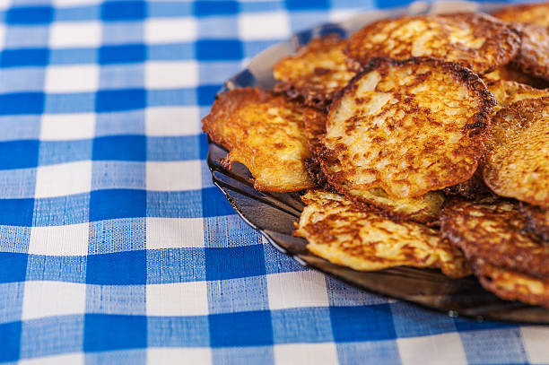 Plate with vegetable fritters stock photo