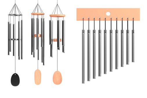 realistic 3d render of wind chimes set