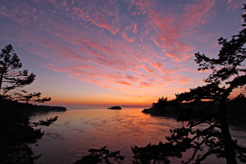 View of beautiful sunset from Deception Pass