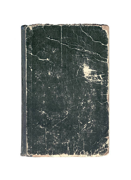 Black old cover of book Vintage old cover of book on a white background damaged book cover stock pictures, royalty-free photos & images