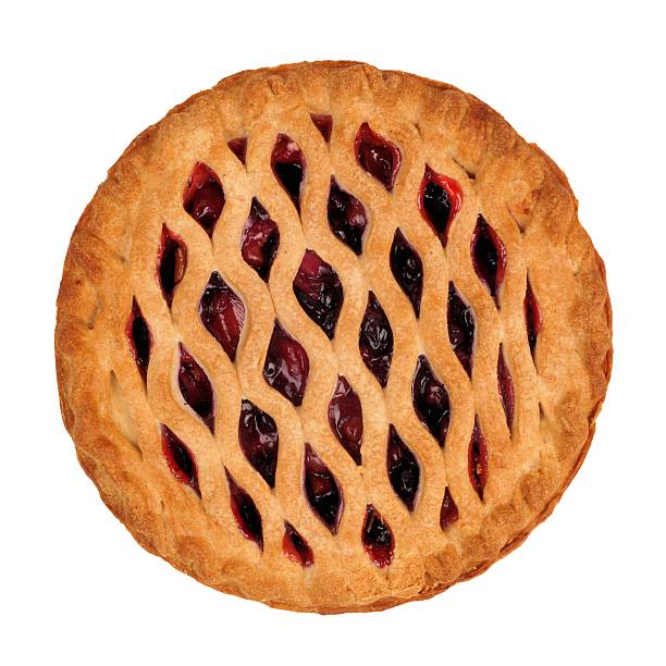 istock Strawberry and rhubarb pie isolated on white 487726252