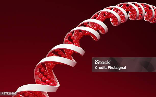 Valentines Day Dna With Hearts On Red Background Stock Photo - Download Image Now - Celebration Event, Colored Background, Computer Graphic