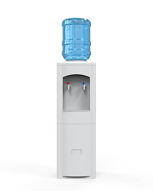 White Water Cooler White Water Cooler isolated on white background. 3D render whites only drinking fountain stock pictures, royalty-free photos & images