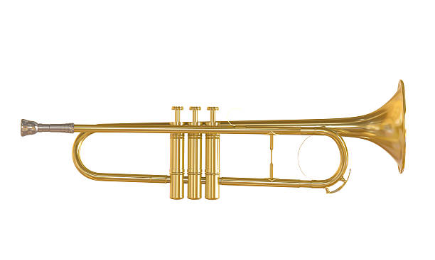 tromba isolato oro - trumpet musical instrument music brass foto e immagini stock