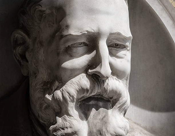 istock Marble funeral portrait of bearded man 487728117